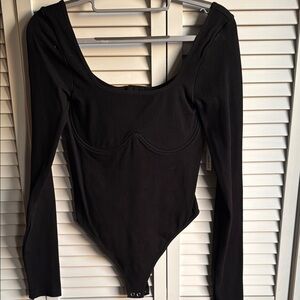 Forever 21 Black Long Sleeve Bodysuit